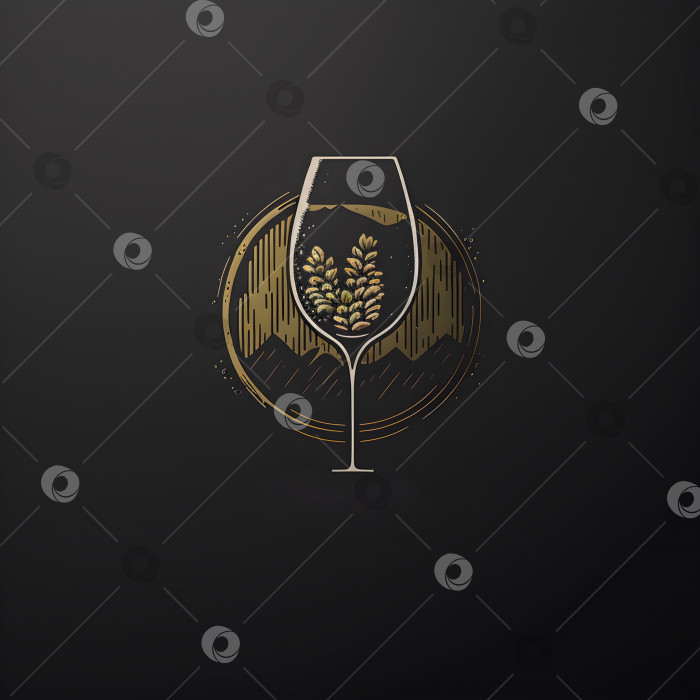 Скачать Художественная минималистичная эмблема линии бокалов для вина фотосток Ozero