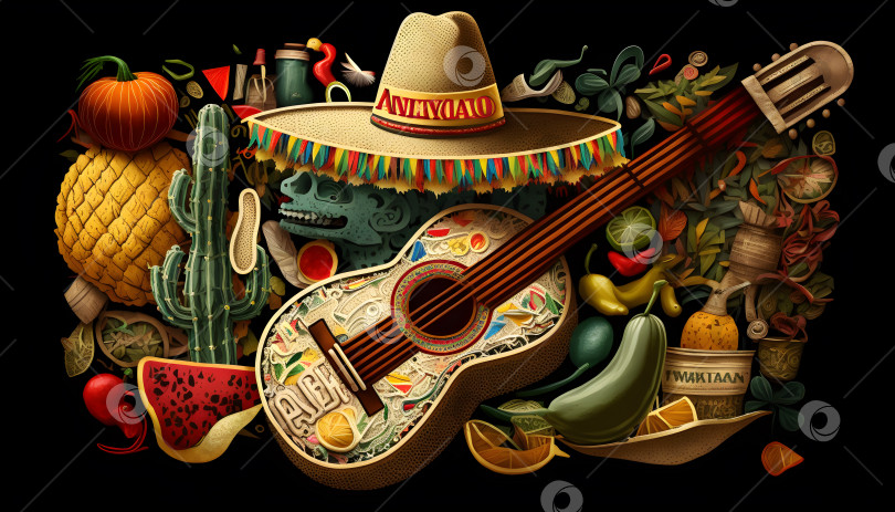 Скачать Фон с рисунком мексиканского праздника Синко де Майо фотосток Ozero