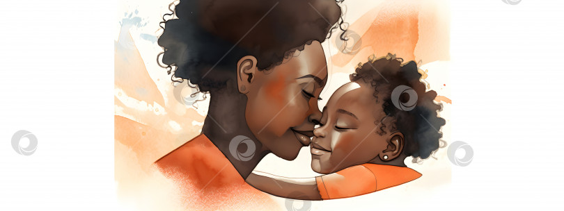 Скачать Баннер "День матери" с изображением матери POC и ее ребенка фотосток Ozero