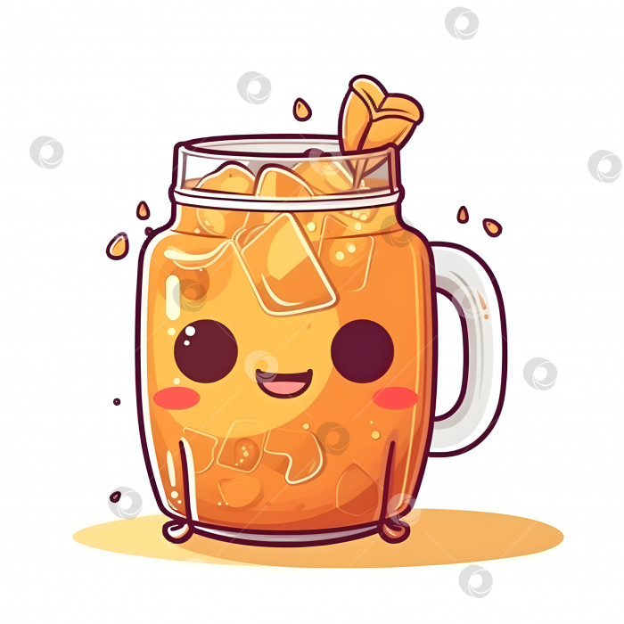 Скачать Забавные персонажи из напитков с ледяным чаем в стиле Каваи чиби фотосток Ozero