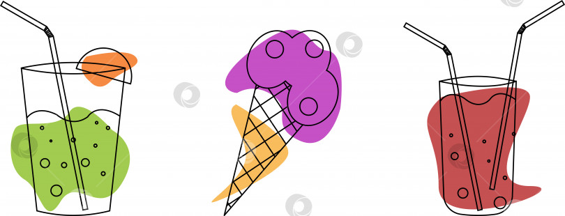 Скачать Освежающие напитки мороженое замороженный лед цветные каракули иллюстрация фотосток Ozero