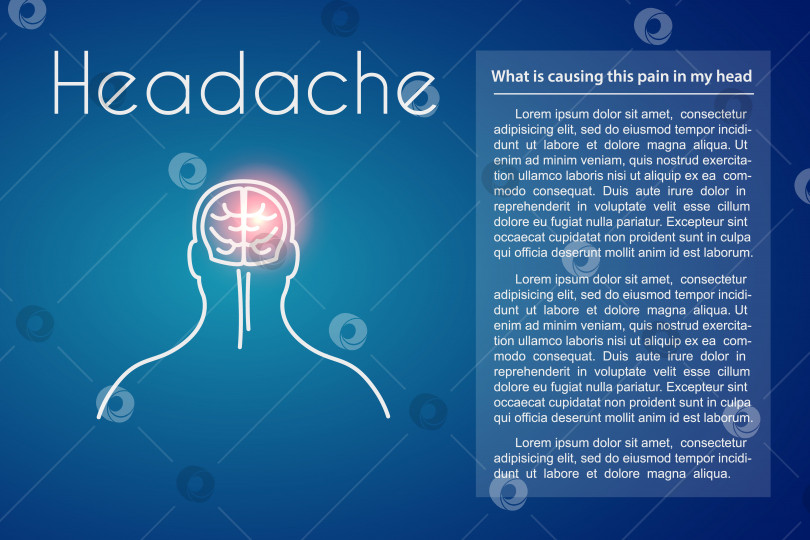 Скачать Векторная линейная иллюстрация головной боли с изображением мозга фотосток Ozero