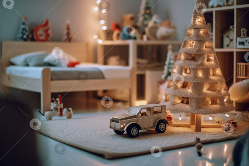 Скачать Рождественское украшение в интерьере детской комнаты фотосток Ozero