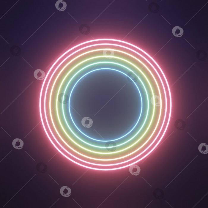 Скачать абстрактный светящийся радужный круг, 3d-рендеринг фотосток Ozero