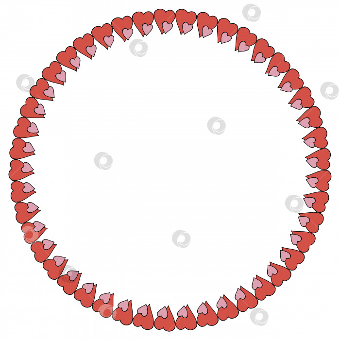 Скачать Круглая рамка из двух сердечек. Изолированная рамка на белом фоне для вашего дизайна. фотосток Ozero