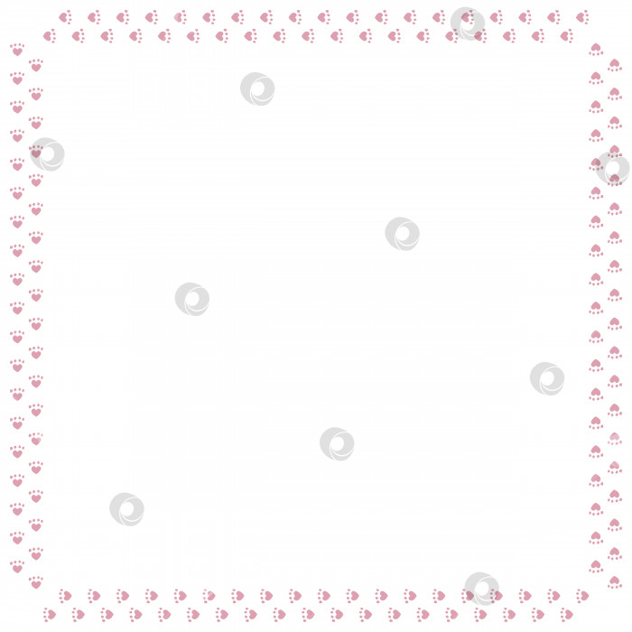 Скачать Квадратная рамка из розовых кошачьих следов. Изолированная рамка на белом фоне для вашего дизайна. фотосток Ozero