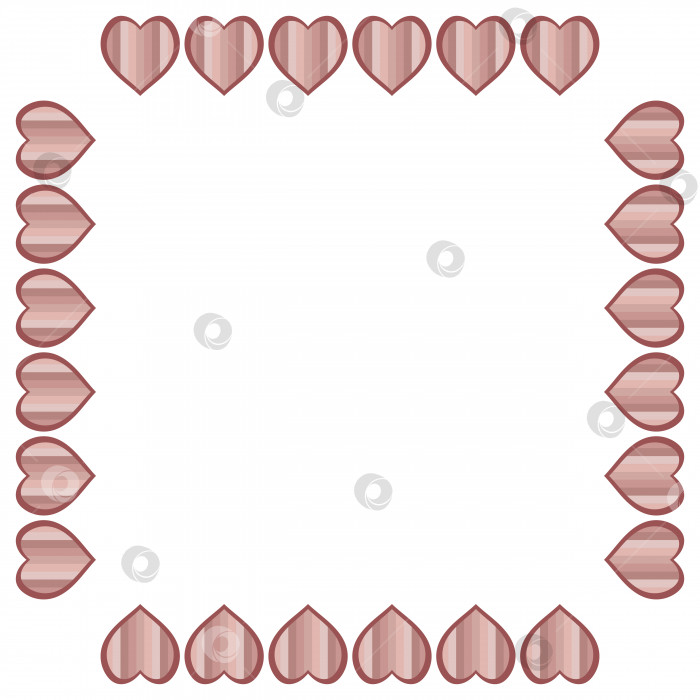Скачать Квадратная рамка с полосатым розовым сердечком на белом фоне. Изолированная рамка для вашего дизайна. Символ любви. Векторное изображение. фотосток Ozero