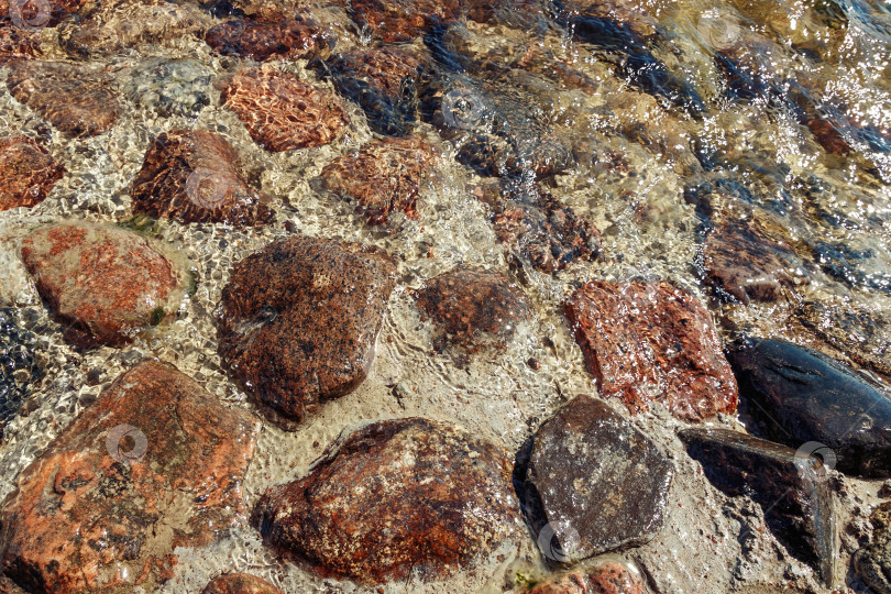 Скачать Большие речные камни под прозрачной водой в реке фотосток Ozero
