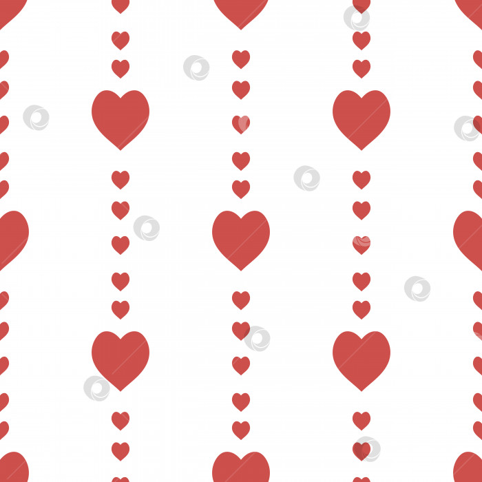 Скачать Бесшовный узор в виде стильных креативных красных сердечек на белом фоне для ткани, текстиля, одежды, скатерти и других вещей. Векторное изображение. фотосток Ozero