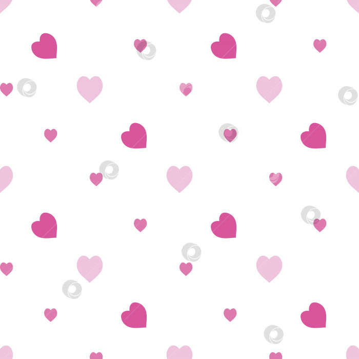 Скачать Бесшовный узор с милыми холодными розовыми сердечками на белом фоне. Векторное изображение. фотосток Ozero