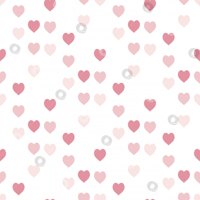 Скачать Бесшовный узор с милыми розовыми сердечками на белом фоне. Векторное изображение. фотосток Ozero