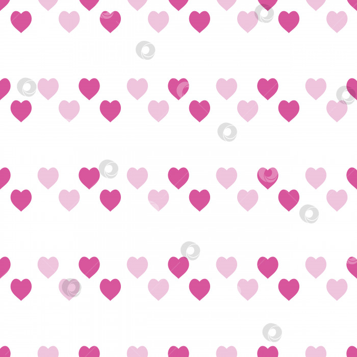 Скачать Бесшовный узор с великолепными светлыми и ярко-розовыми сердечками на белом фоне для пледа, ткани, текстиля, одежды, скатерти и других вещей. Векторное изображение. фотосток Ozero