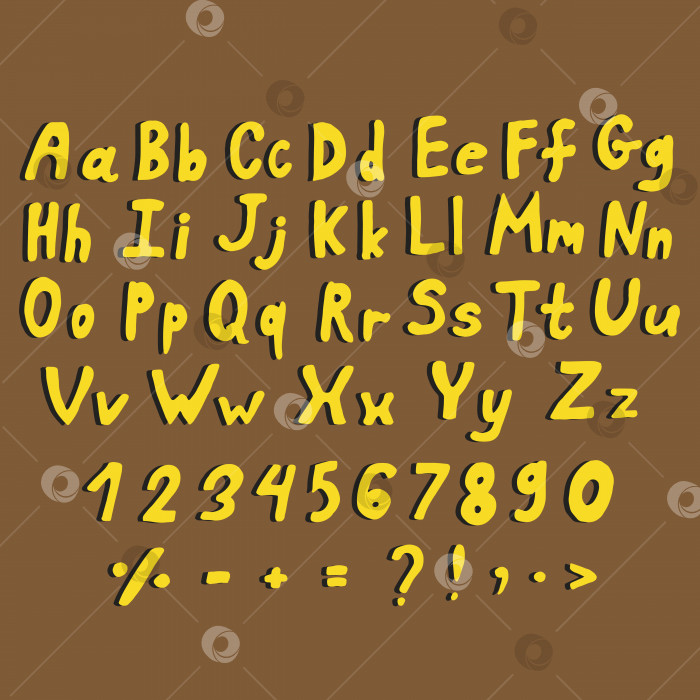 Скачать Желтый английский алфавит на коричневом фоне. Векторное изображение. фотосток Ozero