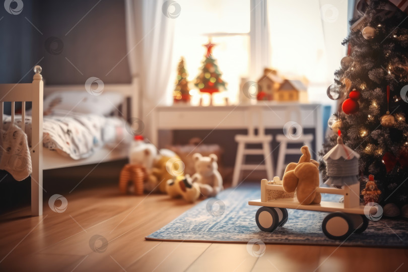 Скачать Рождественское украшение в интерьере детской комнаты фотосток Ozero