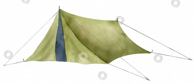 Скачать Походная палатка. Нарисованная от руки акварельная иллюстрация старого традиционного снаряжения для пеших прогулок или путешествий на белом изолированном фоне. Рисунок ретро-кемпинга для поездки в лес. Набросок места для лагеря фотосток Ozero