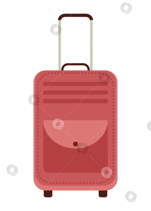 Скачать Дорожный чемодан на колесиках с карманом на белом фоне. фотосток Ozero