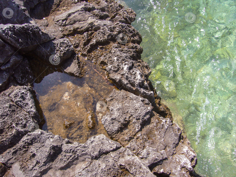 Скачать оригинальный фон из камня и морской воды фотосток Ozero