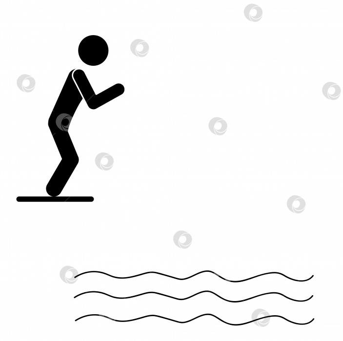 Скачать Значок человека, прыгающего с трамплина в воду фотосток Ozero