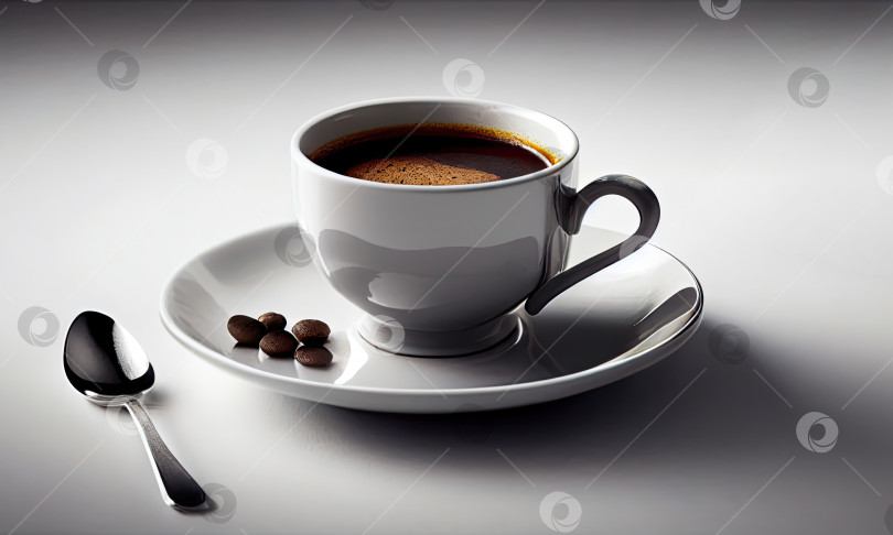 Скачать Горячий кофе на светлом фоне, генеративный искусственный интеллект фотосток Ozero