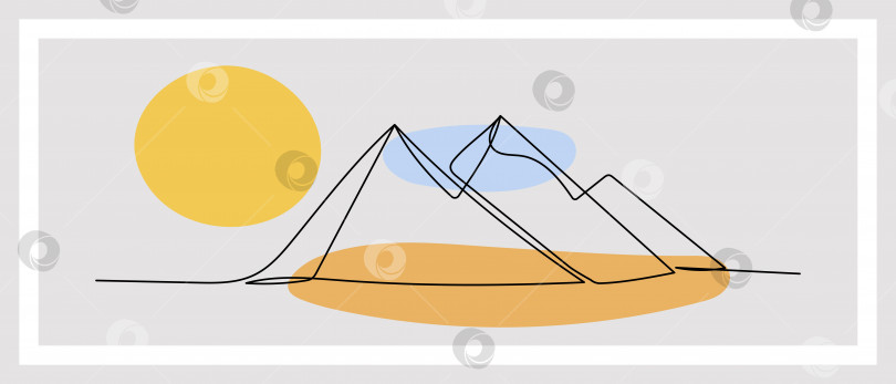 Скачать Пирамиды Египта в технике одной линии. Плакат с изображением египетских пирамид. фотосток Ozero