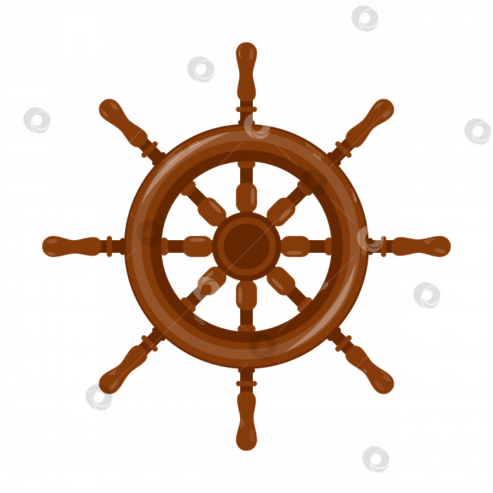 Скачать Мультяшное корабельное колесо на белом фоне. Векторная иллюстрация. фотосток Ozero