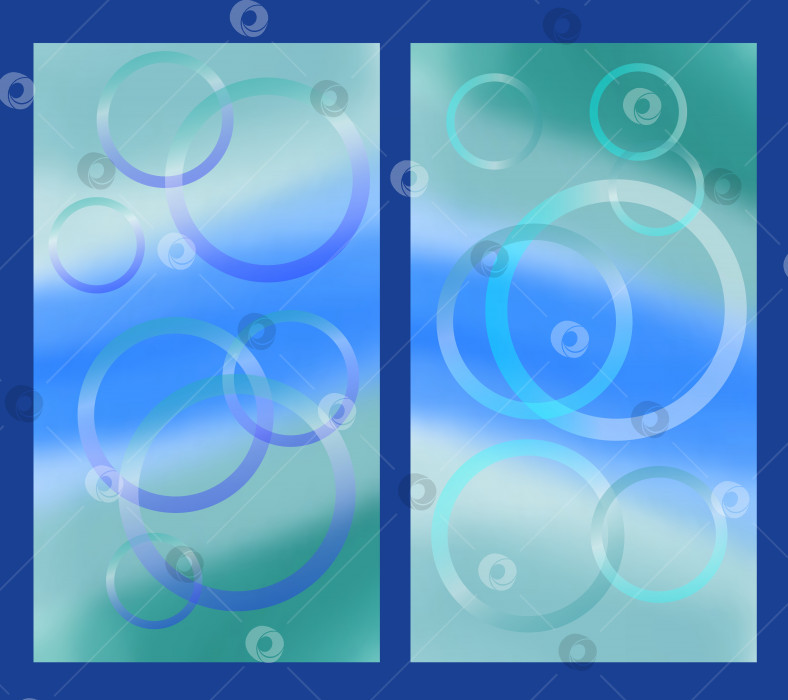 Скачать Набор полупрозрачных пузырьков на рассеянном абстрактном фоне для модного дизайна в синем цвете. фотосток Ozero