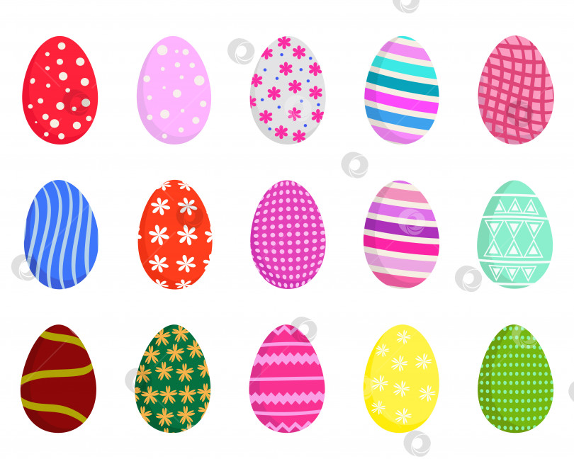 Скачать Пасхальные яйца для украшения, яйца с разными узорами и разными цветами, для пасхального украшения. фотосток Ozero