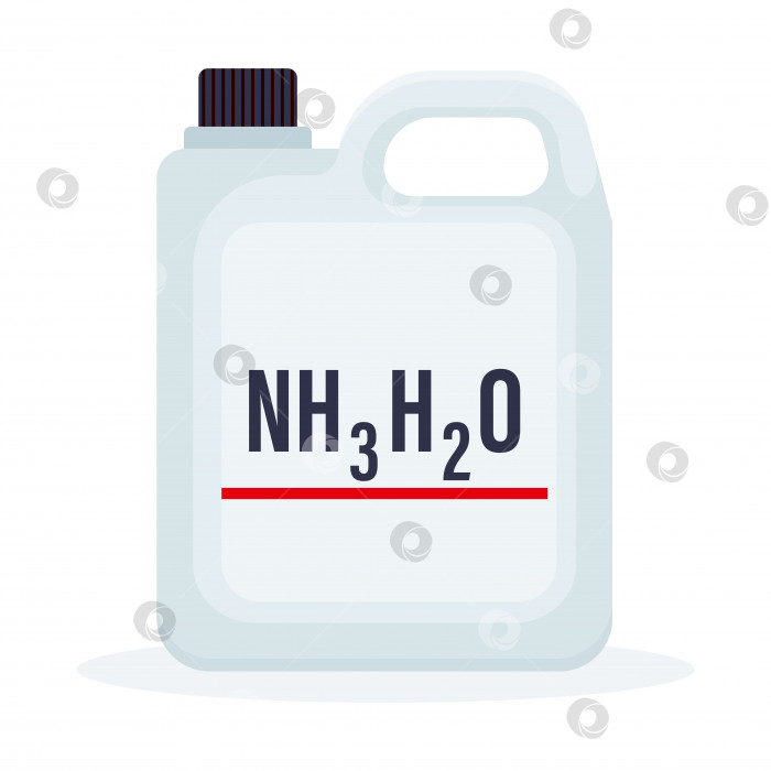 Скачать Флакон с формулой раствора гидроксида аммония, выделенный на белом фоне фотосток Ozero