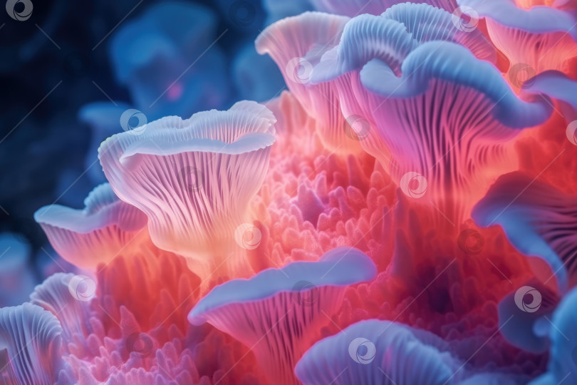 Скачать Сетчатая текстура мицелия гриба в неоновых цветах фотосток Ozero