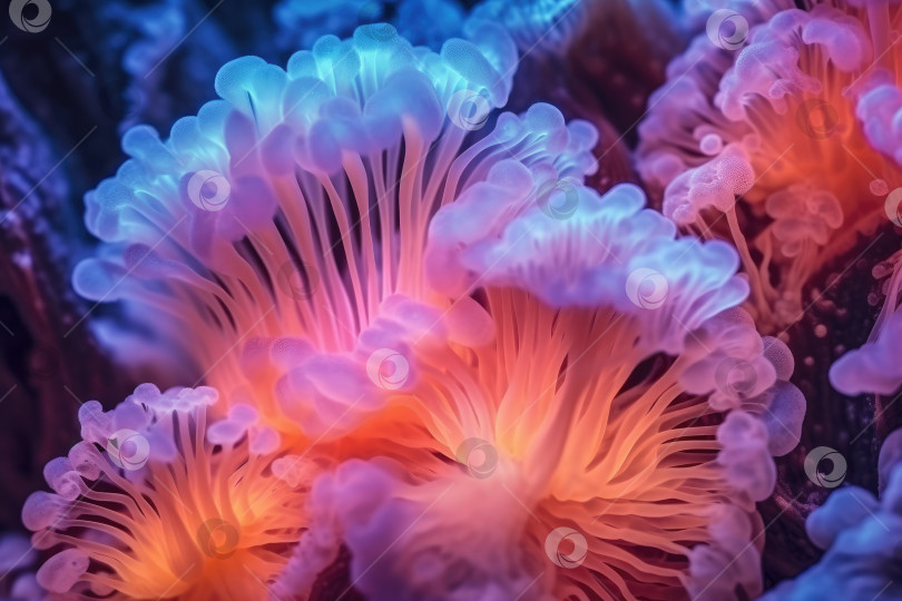 Скачать Сетчатая текстура мицелия гриба в неоновых цветах фотосток Ozero