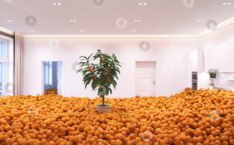 Скачать стопка апельсинов в комнате фотосток Ozero