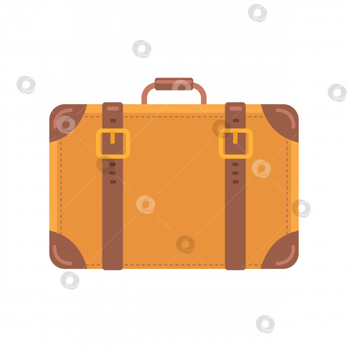 Скачать Старый винтажный чемодан с кожаными ремешками, изолированная векторная иллюстрация фотосток Ozero
