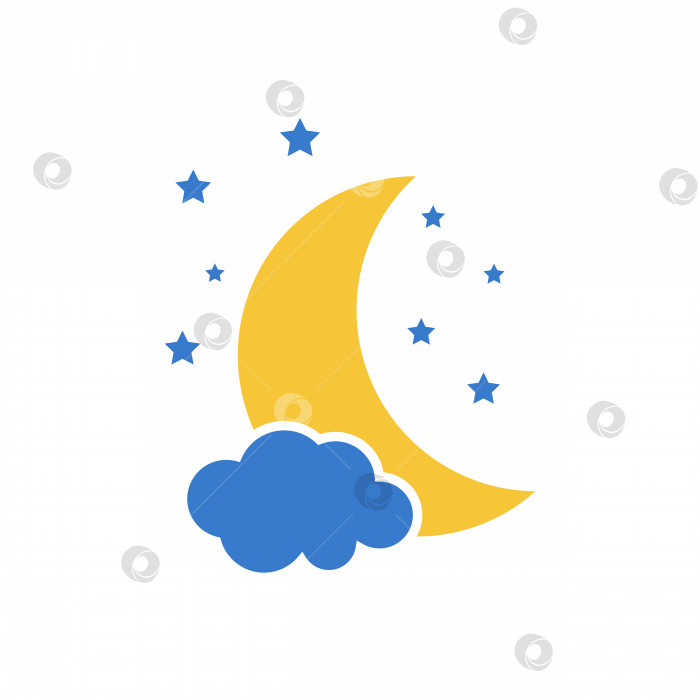 Скачать Ночной фон. Векторная иллюстрация облака, звезд и луны. фотосток Ozero