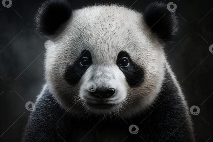 Скачать Милая панда, портрет животного. Грустные млекопитающие из семейства медвежьих в закрытом помещении, генеративный ИИ фотосток Ozero