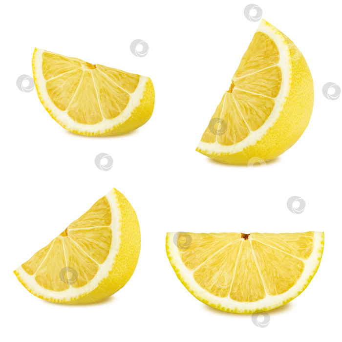 Скачать Ломтики лимона, расположенные изолированно на белом фоне фотосток Ozero