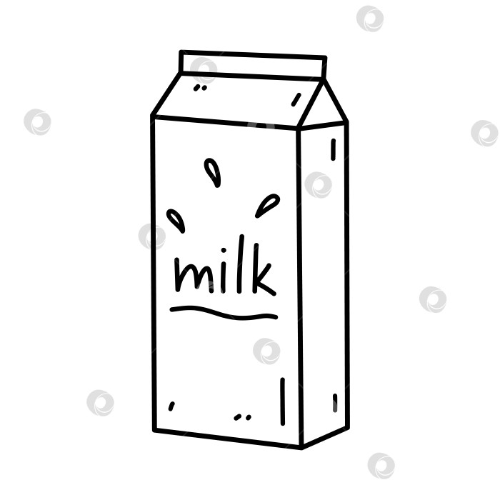 Скачать Картонная упаковка с молоком, выделенным на белом фоне. Натуральный молочный продукт. Векторная рисованная иллюстрация в стиле каракулей. Идеально подходит для украшения, логотипа, меню, рецептов, различных дизайнов. фотосток Ozero