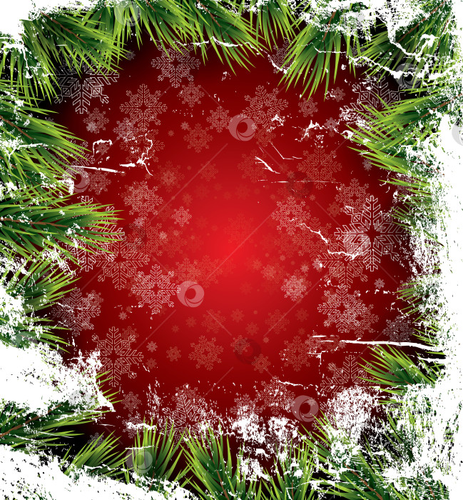 Скачать Рождественская открытка с белыми снежинками на красном фоне фотосток Ozero