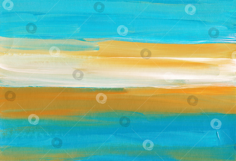 Скачать Абстрактные красочные полосы рисуют фоновую текстуру. Синяя, оранжевая, белая абстракция. Мазки кистью по бумаге. Шаблон для оформления, приглашения, открытки. фотосток Ozero