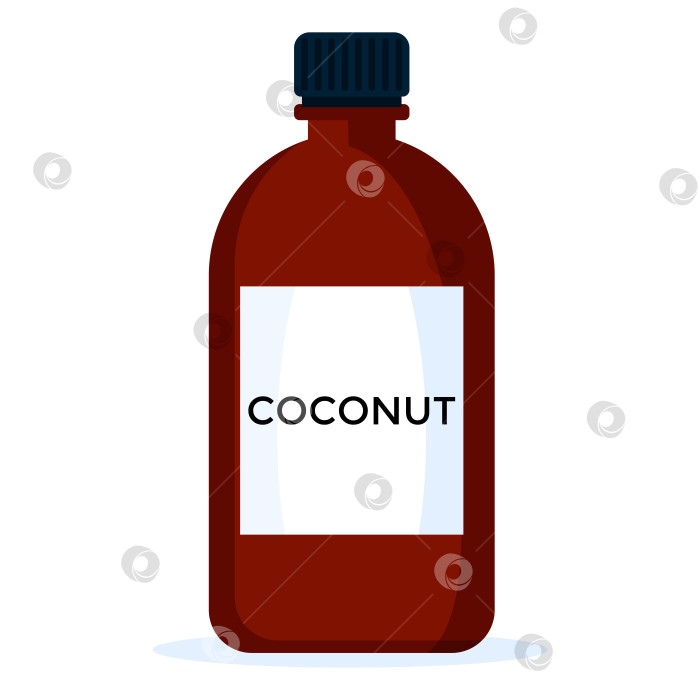 Скачать Темная бутылка с кокосовым орехом, изолированным на белом фоне мультяшного векторного объекта. фотосток Ozero