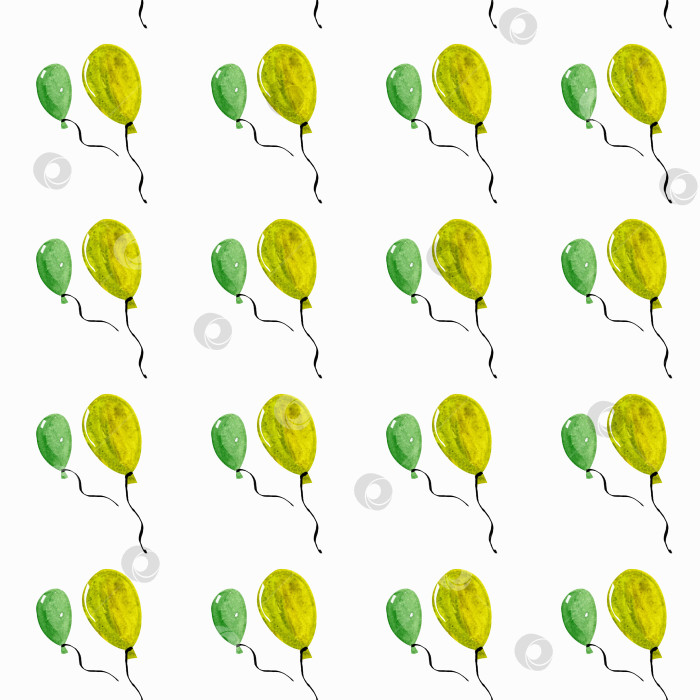 Скачать акварельный бесшовный узор зеленые воздушные шары день Патрика фотосток Ozero