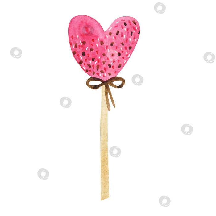 Скачать акварель карамельно-розового цвета в форме сердца на палочке фотосток Ozero