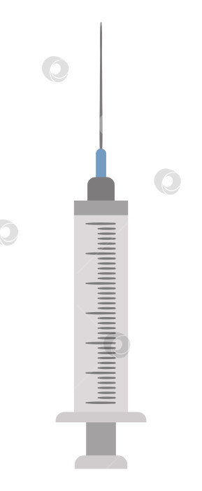 Скачать Векторный плоский значок шприца. Изображение медицинского оборудования, выделенное на белом фоне. Концепция здравоохранения, исследований и лабораторий. Клипарт для проверки состояния здоровья или лечения фотосток Ozero