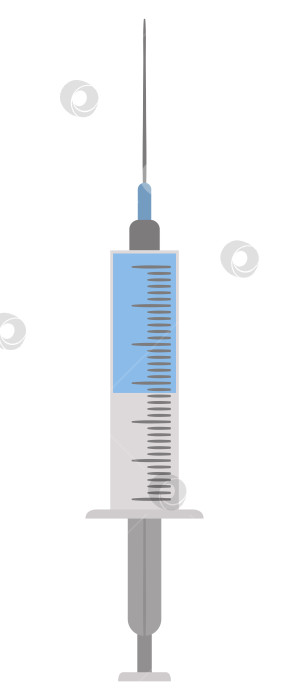 Скачать Векторный плоский значок шприца. Изображение медицинского оборудования, выделенное на белом фоне. Концепция здравоохранения, исследований и лабораторий. Клипарт для проверки состояния здоровья или лечения фотосток Ozero