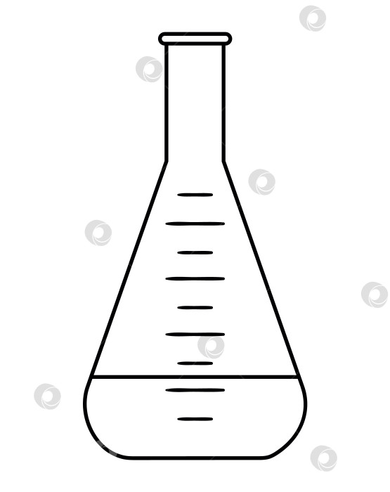 Скачать Векторный контур значка плоской колбы. Художественное изображение линии медицины, выделенное на белом фоне. Концепция здравоохранения, исследований и лабораторий. Клипарт для проверки состояния здоровья или лечения фотосток Ozero