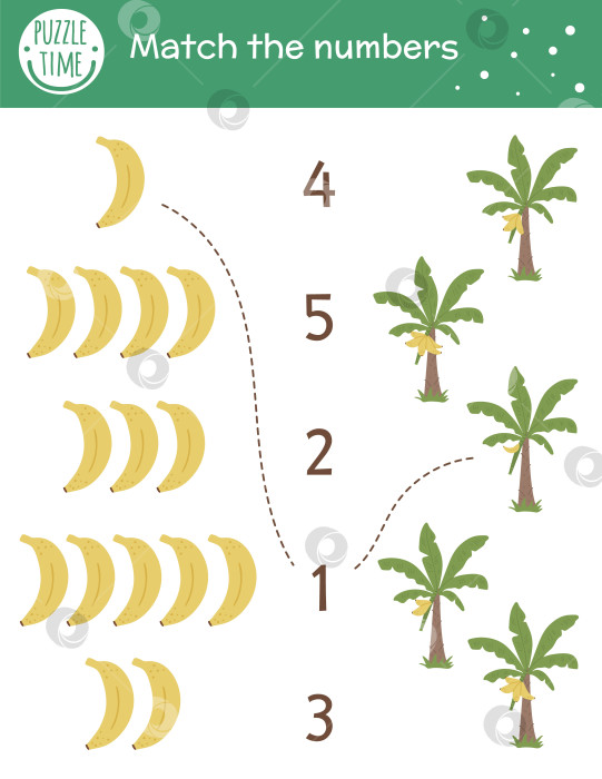 Скачать Комбинационная игра с бананами и пальмами. Тропическое математическое занятие для детей дошкольного возраста. Таблица подсчета тропиков. Обучающая загадка с милыми забавными элементами. Простая летняя игра для детей фотосток Ozero