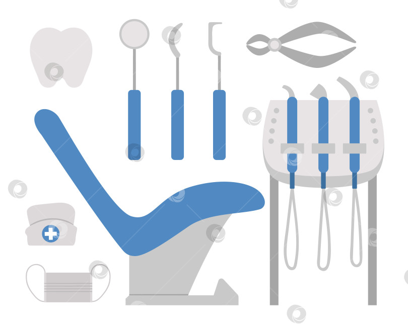 Скачать Набор значков стоматологического оборудования. Векторный набор инструментов для ухода за зубами. Элементы для здоровых зубов. Стоматологическая коллекция, выделенная на белом фоне. Иллюстрация лечения зубов. фотосток Ozero