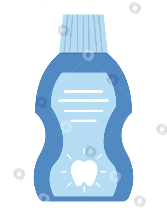 Скачать Бутылка со значком жидкости для полоскания рта, выделенным на белом фоне. Векторный инструмент для ухода за зубами. Элемент для чистки зубов. Иллюстрация стоматологического оборудования. Жидкость для полоскания зубов у стоматолога фотосток Ozero