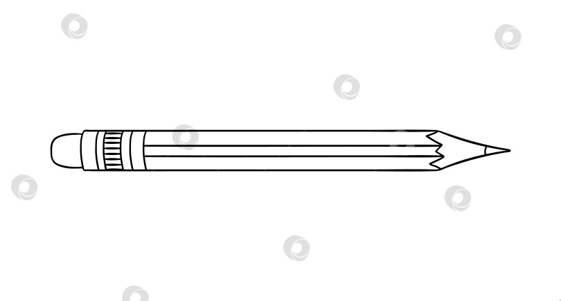 Скачать Значок карандашной линии. Векторные цветные канцелярские принадлежности, письменные принадлежности, офисные или школьные принадлежности, выделенные на белом фоне. Мультяшный стиль фотосток Ozero