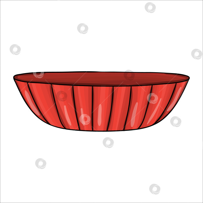 Скачать Векторная красная тарелка для пирога. Значок кухонного инструмента, выделенный на белом фоне. Кухонное оборудование в мультяшном стиле. Векторная иллюстрация посуды фотосток Ozero
