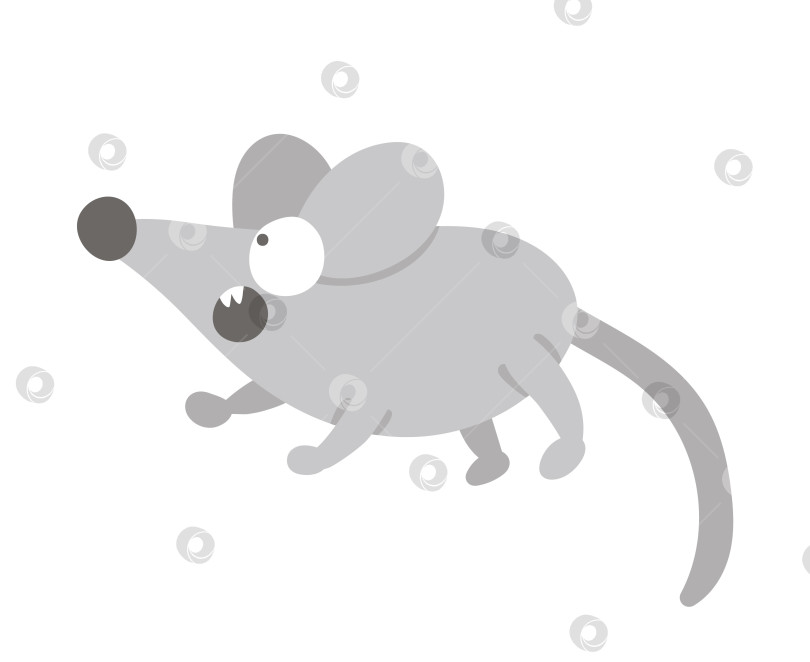 Скачать Векторный мультяшный стиль плоской забавной испуганной мыши, изолированной на белом фоне. Симпатичная иллюстрация детского дизайна с изображением лесных животных. фотосток Ozero